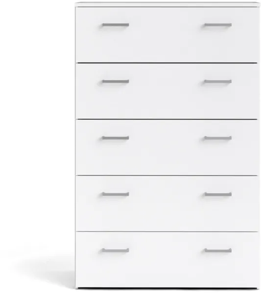 TVILUM Space kommode - hvidt træ, m. 5 skuffer